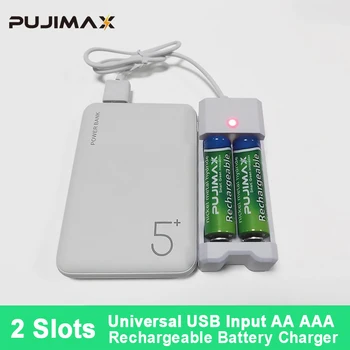 PUJIMAX Yeni 2 Yuvaları USB Tak AA/AAA Şarj Edilebilir Piller Şarj İçin 1.2 V NiMH NiCd Pil Akıllı Hızlı şarj aleti Taşınabilir