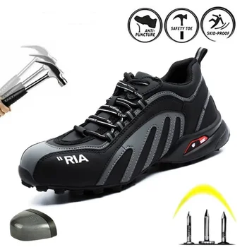 Hafif Koşu güvenlik ayakkabıları Erkekler Su Geçirmez Kayma İş Çelik Ayak Botları Hafif Darbeye Dayanıklı Tasarım Spor Ayakkabı