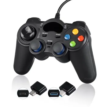 USB Gamepad Android Akıllı Telefon İçin / Set Üstü Kutu / Kablolu Denetleyici İçin Uyumlu PS3 Oyun Konsolu Aksesuarları PC Oyun Denetleyicisi