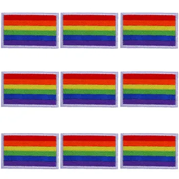 Pulaqi 10 ADET LGBT Yama Gökkuşağı Toptan Yamalar Demir On Yamalar Giyim İçin EŞCİNSEL Şerit Toptan Dropship Özel Yama
