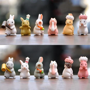 Minyatür model Tavşan Figürü DIY Dollhouse Süs Reçine tavşan Figürleri Succulents Minyatür bonsai saksısı Peyzaj Aksesuarları