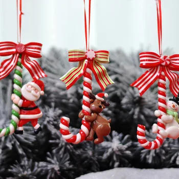 Navidad 2022 Noel ağaç dekor Elk baston şeker Koltuk Değneği Asılı Süsleme için Noel Yeni Yıl 2023 Dekorasyon Noel Noel Doğum Hediye