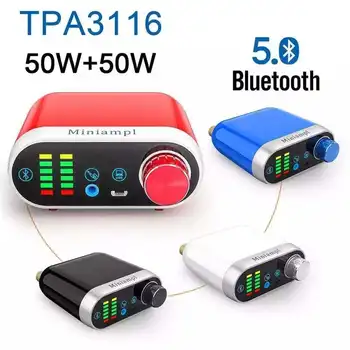 Mini Ses HıFı Bluetooth 5.0 HıFı güç amplifikatörü Sınıf D Tpa3116 Dijital Amp USB Ses Kartı AUX 50W * 2 Ev Ses