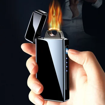 Puro Ark Çakmak Alev Plazma Jet Alev Çakmak Metal Rüzgar Geçirmez USB Şarj Edilebilir Dokunmatik Ekran Hediye Erkekler İçin Sigara Aksesuarları