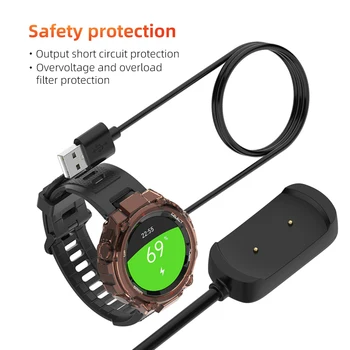 USB şarj kablosu Hualaya Amazfit T-Rex GTR 42mm / 47mm GTS Aşırı şarj Koruması akıllı saat şarj doku için Amazfit T-Rex