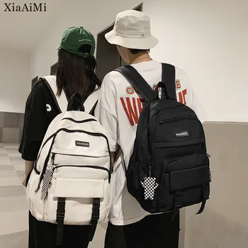 Unisex Trend Sırt Çantası Moda Düz Renk Öğrenci okul çantası Kişiselleştirilmiş Eğlence Seyahat Çantası Kadınlar İçin Yüksek Kaliteli naylon torbalar
