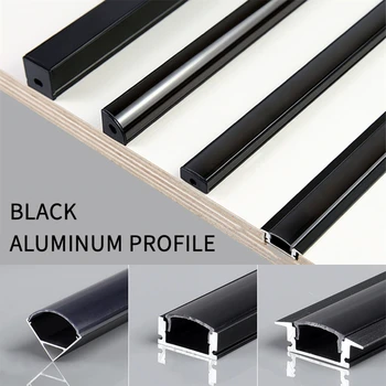0.5 m / adet Siyah V / U / YW Tarzı LED Alüminyum Profil 5050 5630 Kanal Tutucu Sütlü Kapak Dolap Dolap Lineer Bar Şerit ışıkları