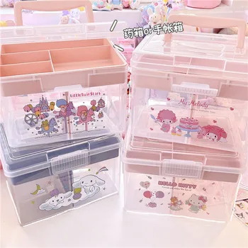 20 * 16Cm Sanrio Peluş Sevimli Kuromi Cinnamoroll Hellokittys Masaüstü saklama kutusu İlaç Kutusu Kawaii Anime Oyuncak Kız doğum günü hediyesi