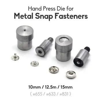 KALASO #655 #633 #831 1Set Metal Snap Düğmesi bağlantı Elemanları DİY Zanaat Malzemeleri İçin 15 mm Kalıp Aracı 10 mm 12.5 mm Ölür 