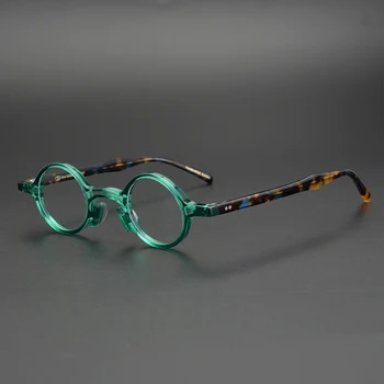Lüks Asetat Küçük Yuvarlak Gözlük Çerçevesi Erkekler Kadınlar Vintage Retro Optik Gözlük Çerçevesi Reçete Gözlük Çerçeveleri Gözlük