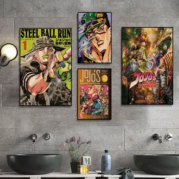 Sıcak Anime jojo'nun Tuhaf Macera Retro Kraft kağıt afiş Baskılar JOJO Posterler Odası Dekor Estetik Sanat duvar resimleri