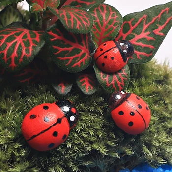 10 Adet Minyatür Uğur Böceği Bahçe Süs Heykelcik Peri Dollhouse Dekor Mikro Peyzaj Bonsai Heykelcik Reçine El Sanatları
