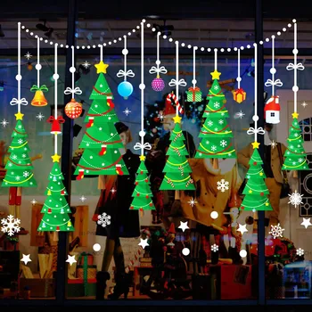 DIY Noel Ağacı kardan adam Santa Çıkartmalar Dükkanı pencere camı Dekor Merry Christmas Süslemeleri Ev Festivali Çıkartmaları