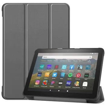Tablet tutucu için uygun Amazon Fire HD 8 2020 / HD 8 Artı tablet kılıfı, Amazon Fire 2020 için uygun 8.0 üç katlı tutucu kılıf