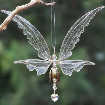 Bahçe Sanat Melek Kelebek Kanatları Rüzgar Ahenge Veranda Hummingbird Windchime Metal Uçan Kuş Peri askı süsleri Odası Dekor İçin