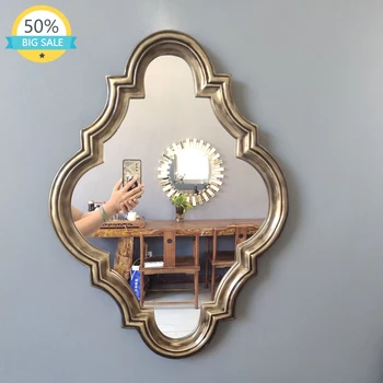 Altın Retro Ayna Tasarım Estetik Odası Dekor Multifunct ışıklı makyaj aynası Banyo Dekorasyon Maison yatak odası dekoru JW50JZ