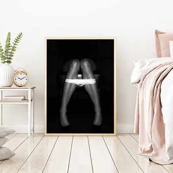 Seksi Kız Tuvalet Posteri Siyah ve Beyaz Kadın Fotoğraf Tuval Boyama Duvar Sanatı Resimleri İçin Oturma Odası Ev dekor