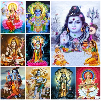 Brahma Vishnu Hinduizm Lakshmi Lord Shiva İskandinav Posteri duvar sanatı tuval yağlıboya Duvar Resimleri İçin Oturma Odası Dekor Çerçevesiz