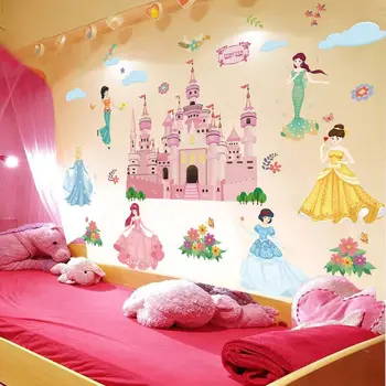 Prenses duvar çıkartmaları Çocuk oda duvar dekoru Çıkarılabilir Art Deco Sevimli duvar çıkartmaları Kız Yatak Odası Kreş Oyun Odası Duvar Sticker