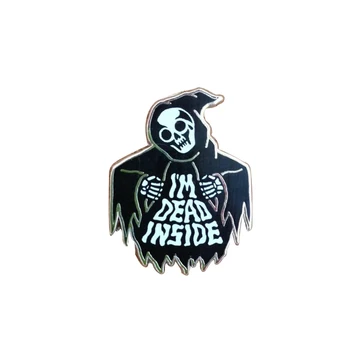 Ben ölü içinde iskelet broş ölüm Grim Reaper emaye pin koyu Cadılar Bayramı aksesuarı