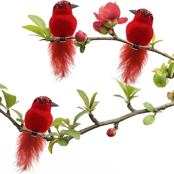 3 Adet Yapay Kırmızı Kuşlar Noel Ağacı Süsleme Taklit Kuşlar Clip-On Köpük Kardinaller Tüylü Kuşlar Noel ev bahçe dekoru
