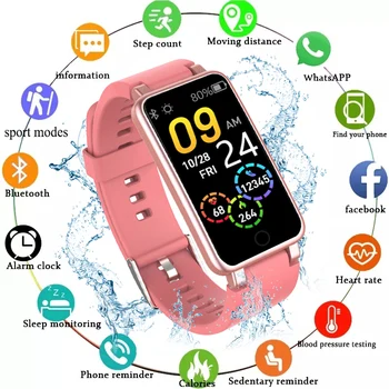 C2 Artı Erkekler Kadınlar akıllı saat Spor Spor Smartwatch Çağrı Hatırlatma nabız monitörü bayanlar İzle Su Geçirmez ıOS Android İçin