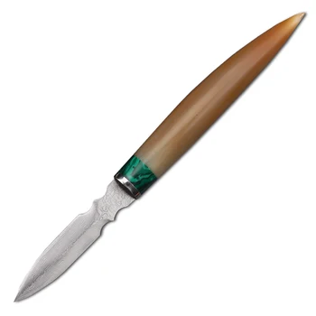 Sarı Boynuz Kolu Pu'er şam çeliği Bıçak Açık Ev Koleksiyonu EDC Aracı Çay Bıçağı