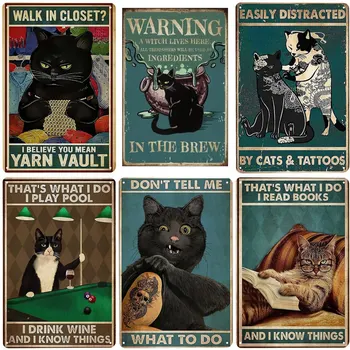 Komik Siyah Kedi Vintage Metal Teneke İşareti O Bar için Kedi Duvar Dekoru BANA NE yapacağımı SÖYLEME Güzel Popo Sanat Posterleri Severler Hediyeler Kedi 
