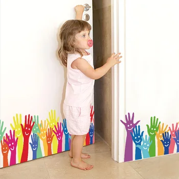 Karikatür Renkli Palmiye Süpürgelik Duvar Sticker Anaokulu çocuk Odası Çocuk Odaları İçin duvar çıkartmaları Ev Dekor