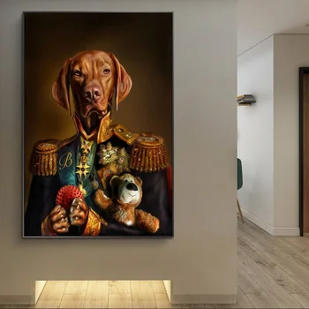 Köpek Askeri Üniforma Tuval Resimleri Duvar Sanatı Posterler Ve Baskılar Klasik Hayvanlar Köpek Genel Sanat Resimleri Cuadros