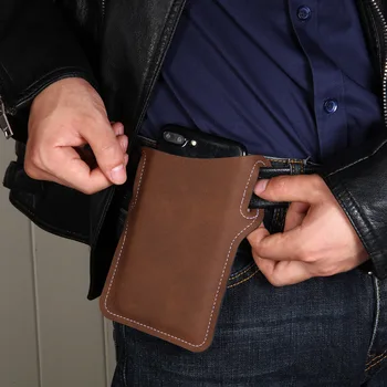 Erkekler kadınlar Cep Telefonu Döngü Kılıf Kılıf Cepler Taşınabilir Çok Fonksiyonlu Bel Çantası PU Deri Cep Telefonu Cüzdan Vintage bel çantası
