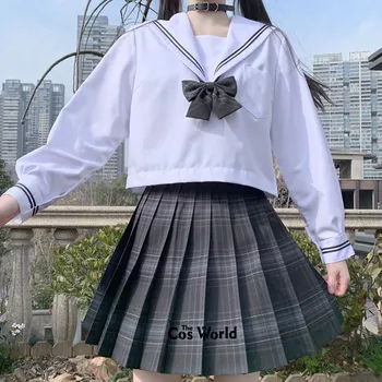[Kömür Gri] kızın Yaz Yüksek Bel Pilili Etekler Ekose Etekler Kadın Elbise JK okul üniforması Öğrenciler Bezleri