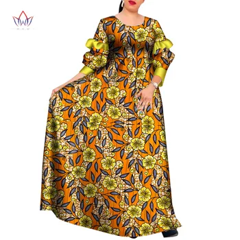 Kadınlar İçin uzun Afrika Elbiseler Parti Kadın 2023 Boho Pamuk Parlama Kollu Elbise Ruffles büyük boy bayan giyim 8xl WY8222