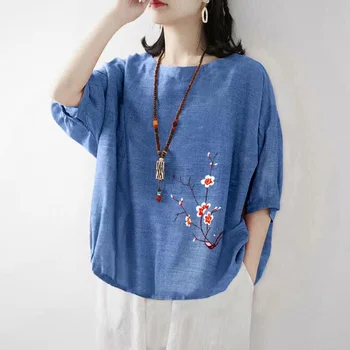 Yaz Üst Asya Tarzı Keten Giyim Kadınlar İçin Çin Geleneksel Giyim Gömlek Kadın Etnik Giyim Vintage Tang Takım Elbise Hanfu