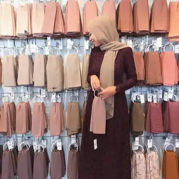 Kadınlar Katı Renk Şifon Başörtüsü Eşarp Wrap İslam Şal Kafa Bandı Müslüman Hicap Wrap Başörtüsü Eşarp 60 Renkler