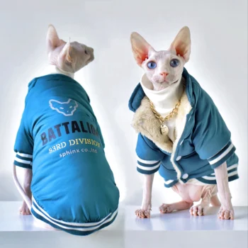 Sphynx Kedi Giysileri Süper Hafif Yumuşak Kedi Giysileri Üç katmanlı Kumaş Kombine Tüysüz Kedi Giysileri Kış Kalın Kedi Ceket