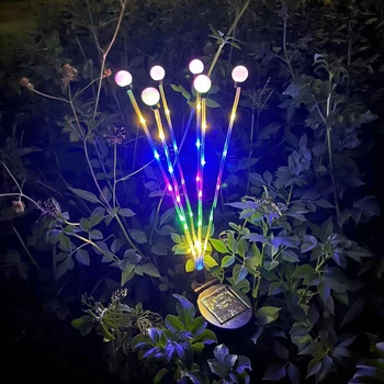 1-2 ADET güneş ışığı RGB açık hava bahçe dekorasyonu Peyzaj lambası Büyük Boy GÜNEŞ PANELI Havai fişek Firefly Dize LED ışıkları