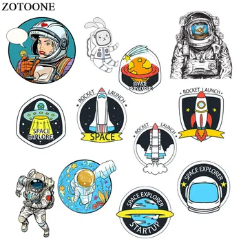 ZOTOONE Uzay roket Astronot Yama Demir on Transferler giyim uygulamaları için DIY T-shirt ısı transferleri Aplikler Çıkartmalar E