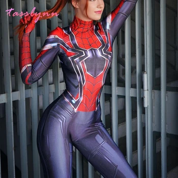 Kadın Örümcek Kız Demir Kostüm Süper Zentai Kahraman Suit Cadılar Bayramı Kostümleri Parti Fantezi Anime Elbise Cosplay Kostümleri