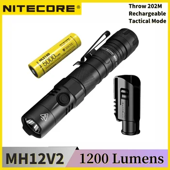 NİTECORE MH12 V2 1200 Lümen XP-L2 V6 LED USB-C şarj edilebilir el feneri Dahil 5000mAh NL2150 Pil Açık Arama Meşale