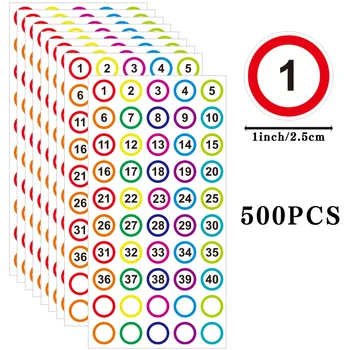 500 adet Küçük Sayı Etiketleri Çıkartmalar 1-40 Yuvarlak Çıkartmalar 1 İnç Kendinden Yapışkanlı Etiketler Ofis Okul için Sınıf Malzemeleri Etiket