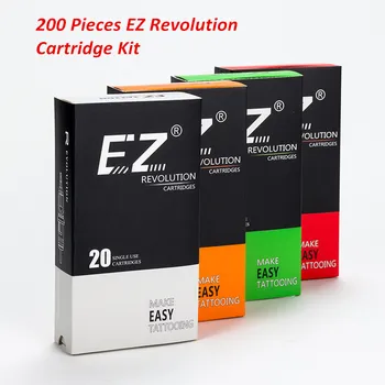 200 Adet Çeşitli Boyutları EZ Devrimi Kartuş Dövme İğneler Kiti RL RS M1 RM Liner Shader Döner Kalem Makinesi Sapları