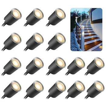 16 adet LED güverte ışıkları için sürücü ile Bahçe Yard 85-265v Adımlar Merdiven Veranda Zemin Dekorasyon güverte aydınlatma Spot lamba kiti