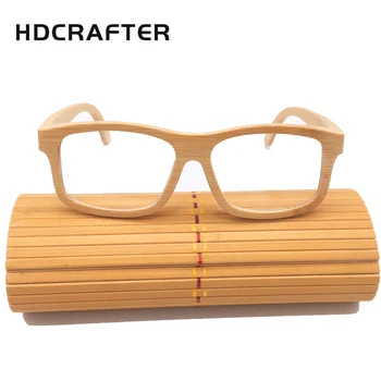 HDCRAFTER Gerçek Ahşap Bambu Gözlük Çerçeveleri Erkekler Kadınlar için Vintage Retro Miyopi Optik Gözlük Çerçevesi Şeffaf Lens İle