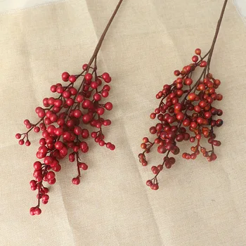 5 çatal Tek Kırmızı Berry DIY Noel Süslemeleri Ev Düğün Parti Dekorasyon İçin yapay Çiçek Berry Sahte Çiçek Şube