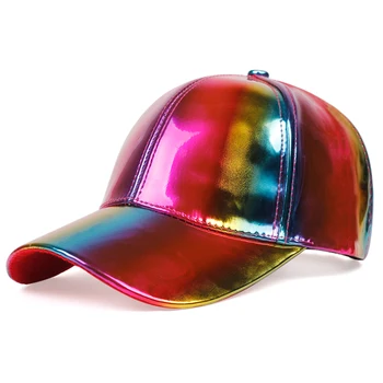 2020 Yeni Moda gökkuşağı renk renk değişikliği kap deri beyzbol şapkası hip-hop Snapback Şapka Ayarlanabilir baba şapkası