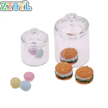 1 Takım 1/12 Dollhouse Minyatür Şeffaf Cam Şişeler Depolama Kavanoz Mutfak Malzemeleri Aksesuarları Minyatür hamburger oyuncak