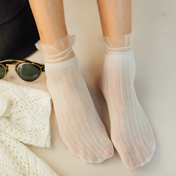 Kadın Çorap Yaz Kadife Zarif Japon Sevimli Dantel İnce Tatlı Katı Moda Nefes Rahat Kawaii Bayan Kız Harajuku Kore