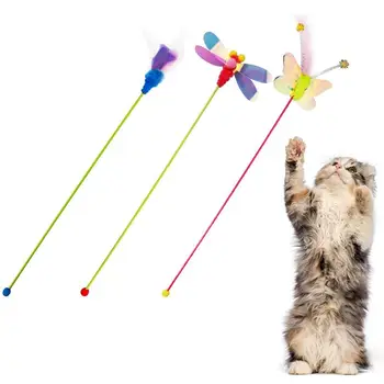 Dorakitten 1 adet Plastik Kedi Değnek Oyuncak Komik Yusufçuk Havuç Kelebek Dekor Kedi Teaser Yavru Teaser Oyuncak Pet Malzemeleri