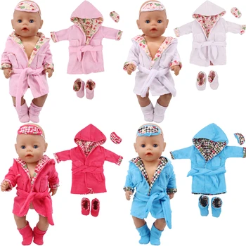 4 Adet / takım Bornoz 18 İnç amerikan oyuncak bebek Kız Oyuncaklar ve 43 Cm Doğan Bebek Giysileri ve Bizim Nesil ve Nenuco